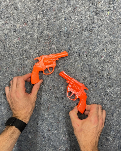Orange Plastic Toy Revolvers Set