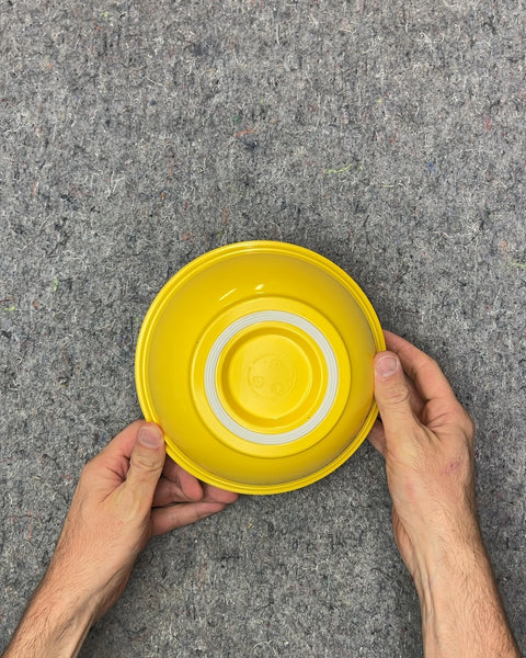 Yellow and White Plastic Mixing Bowl, 8"
