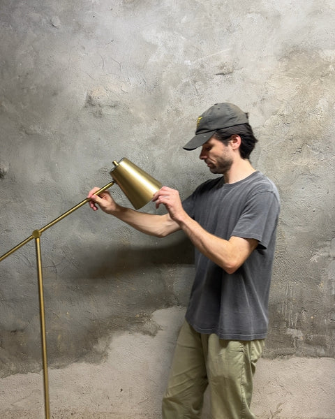 Brass Adjustable Floor Lamp, H60"