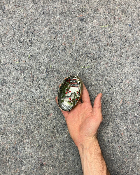 Cool Merry Catmas Oval Ornament