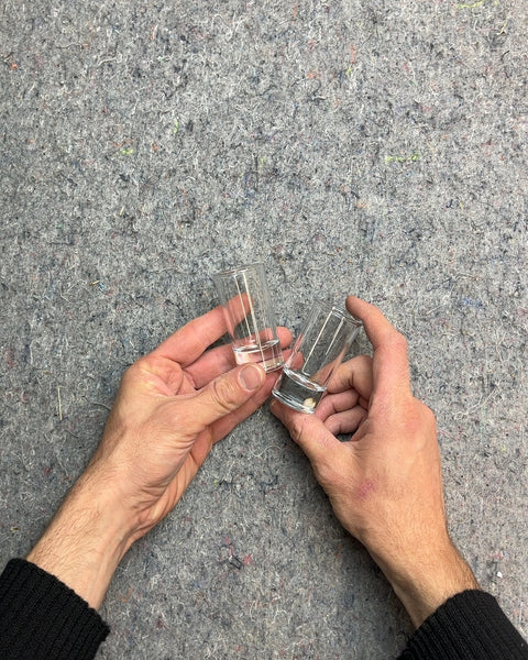 Two Clear Glass Shot Glasses