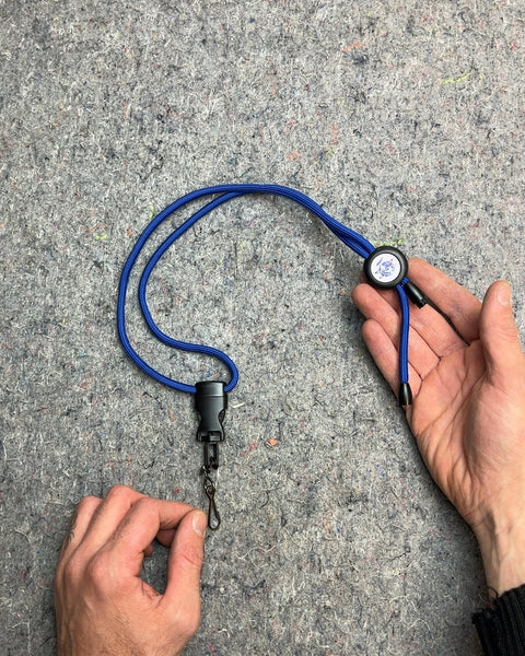 Blue Round Braided Lanyard With A Slider And Quick-Release Buckle