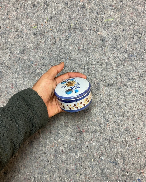 Ceramic Trinket Box with Floral Design