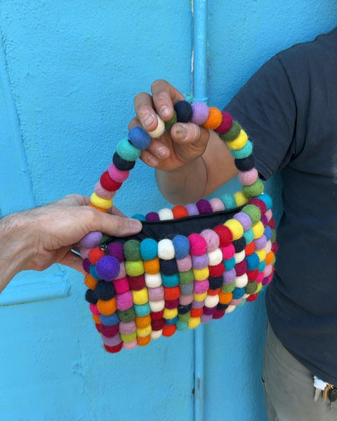 Colorful Pom Pom Handbag