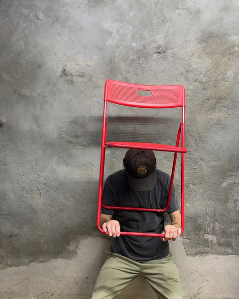 Metal Frame Plastic Seat Red Folding Chair