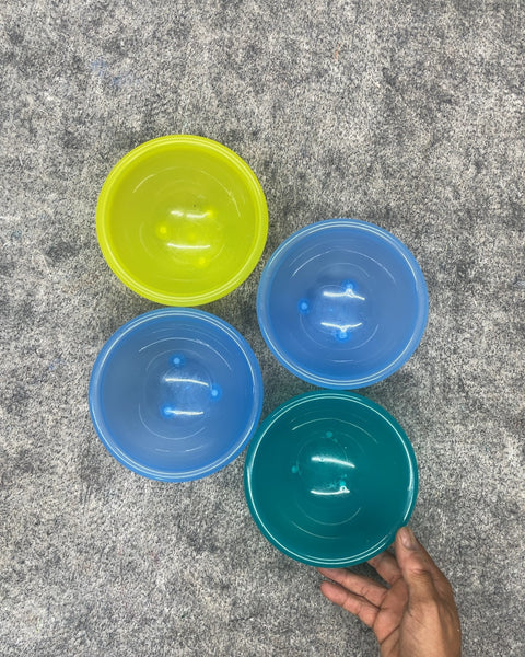 Set of 4 Multicolor Plastic Snack Bowls
