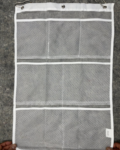White Mesh 6-Pocket Hanging Shower Organizer