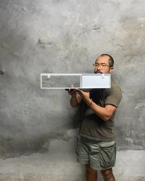 Metal Wall-Mounted Shelf with Container, 24x4.5x5"