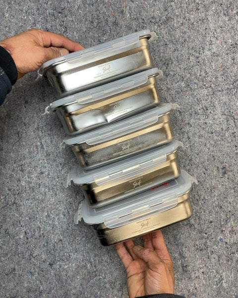 5 Stainless Steel Food Storage Containers, Set of 5
