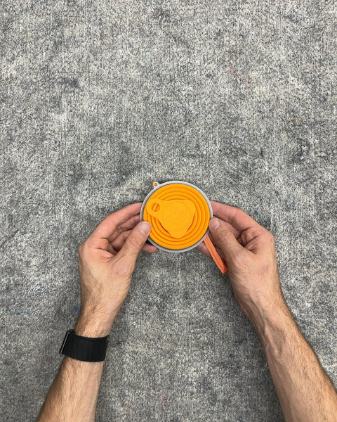 Orange Collapsible Silicone Travel Cup with Lid and Lanyard