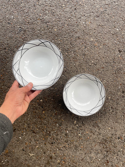2 Geometric Design Bowls for Yogurt