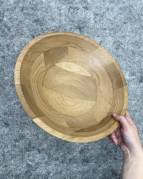 Crate & Barrel Large Wooden Serving Bowl, 14 x 4 in