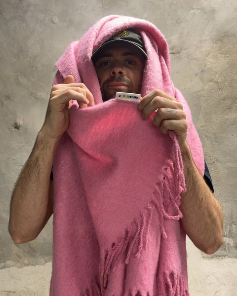 Bigass Novogratz Pink Fringe Scarf