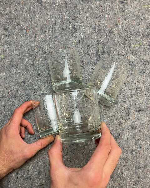 Set of Four Lowball Glasses With NY Maps