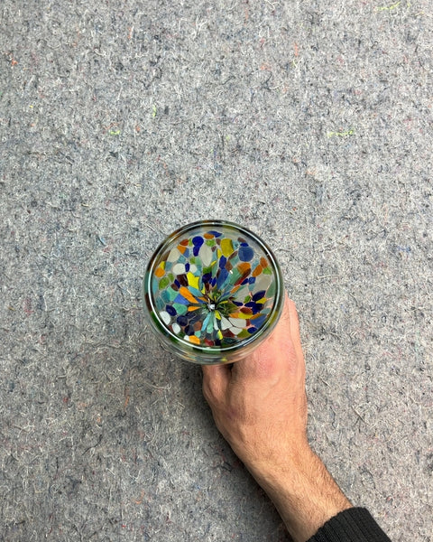 Hand-blown Mexican Art Confetti Glass Wine Goblet
