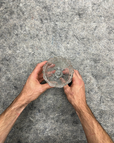 Vintage Clear Pressed Glass Footed Dish