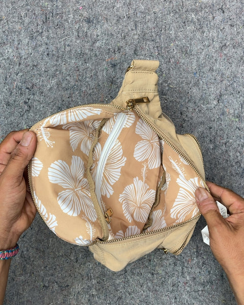 Ditty Co Beige Fanny Pack with Floral Lining