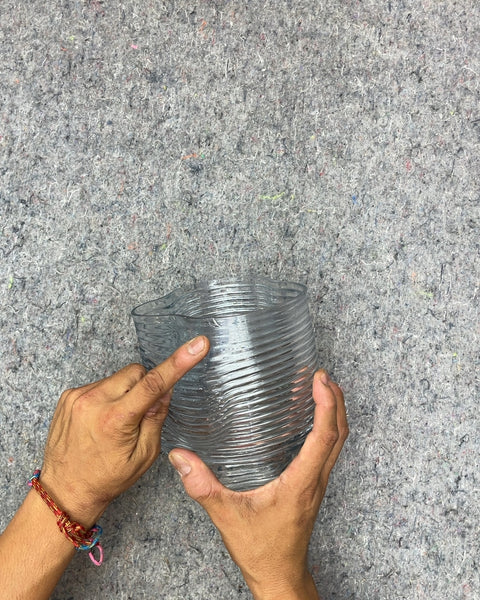 Sexy Ribbed Vase with a Small Chip