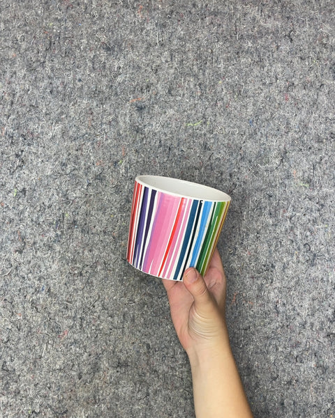 Rainbow Striped Ceramic Planter, 5 in