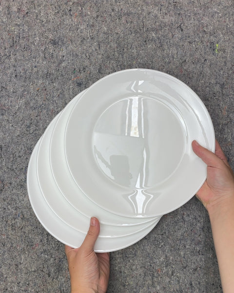 White Ceramic Dinner Plates, Set of 4