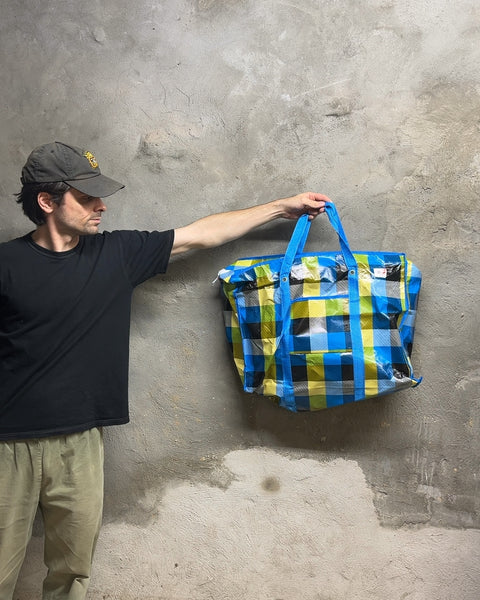 Blue and Green Plaid Reusable Shopping Bag