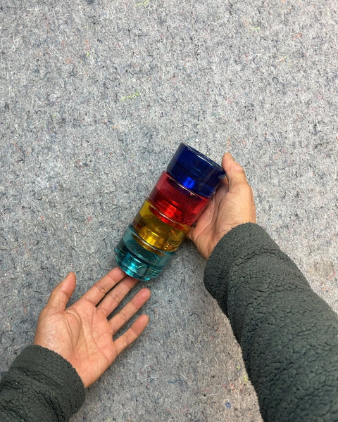 Set of Four Colorful Glass Votive Holders