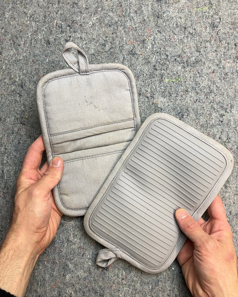 Gray Silicone and Fabric Pot Holders, Set of 2