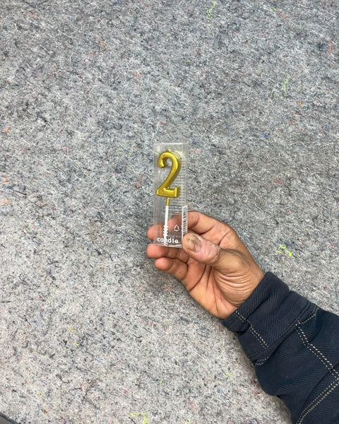 Gold Number 2 Birthday Candle