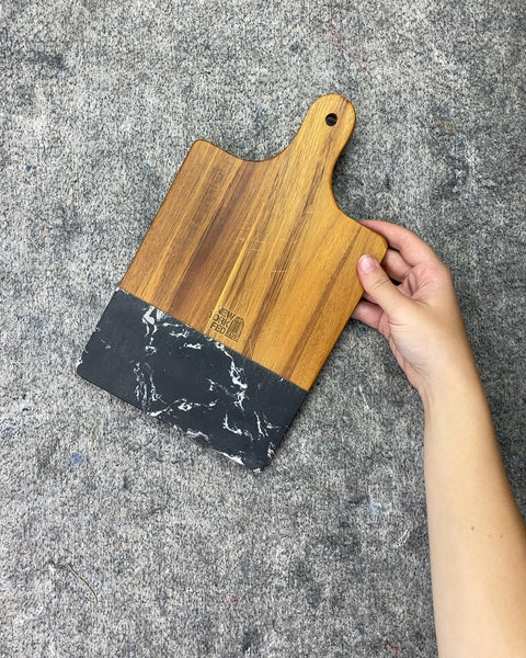 NY Fed Wood and Marble Cutting Board