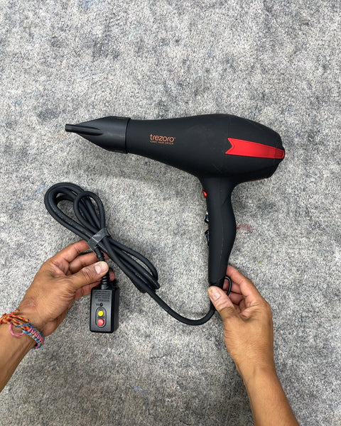 Trezoro Ionic Hair Dryer with Concentrator Nozzle, Matte Black and Red