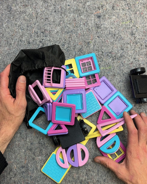 Magnetic Building Tiles Set with Wheels
