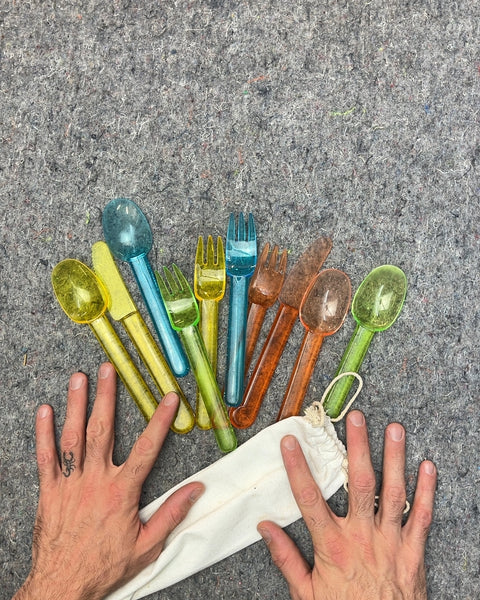 Reusable Plastic Cutlery Set with Pouch