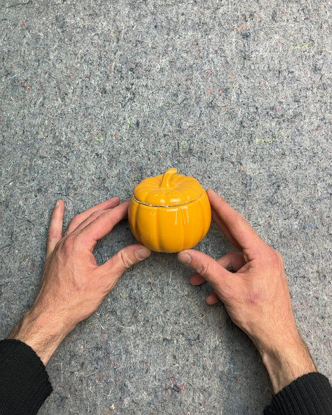 Orange Ceramic Pumpkin Dish with Lid