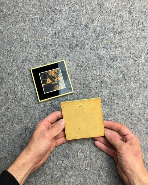 Vintage Miniature 3D Cork Art Dioramas, 4x4"