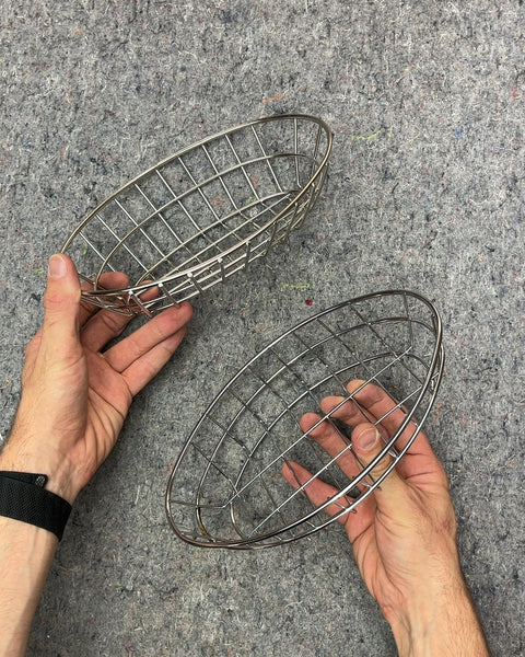 Two Oval Wire Bread Baskets
