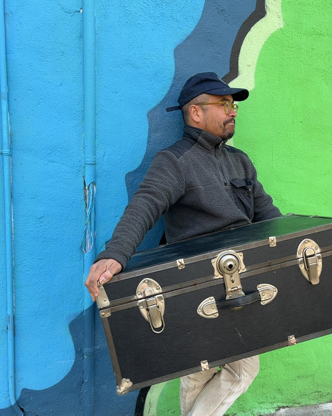 Bigass Vintage Black Storage Trunk, W30xD16xH13"