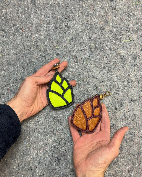 Leaf Shaped Leather Keychains, Set of 2