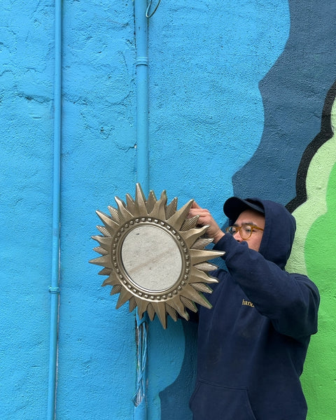 Gold Sunburst Wall Plastic Mirror, W17"