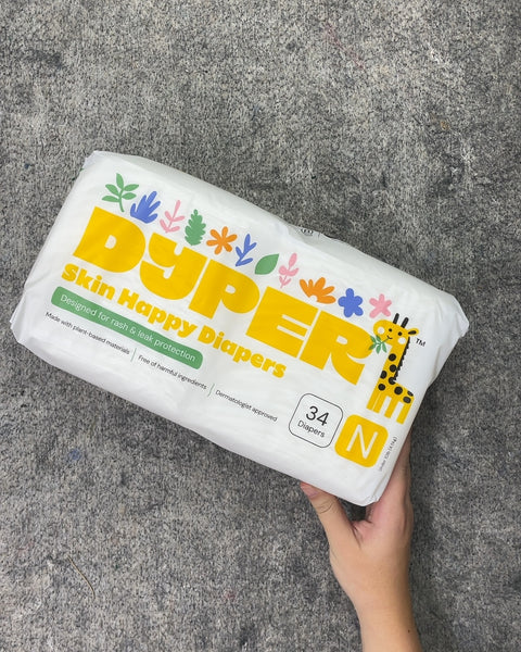 Dyper Skin Happy Diapers, 34 Count, Size N