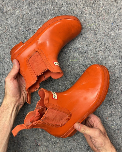 Hunter Orange Chelsea Rain Boots, Size EU 39