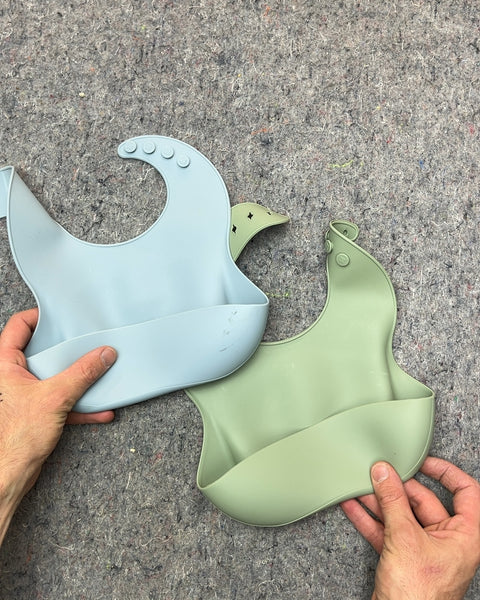 Two Silicone Baby Bibs with Food Catcher