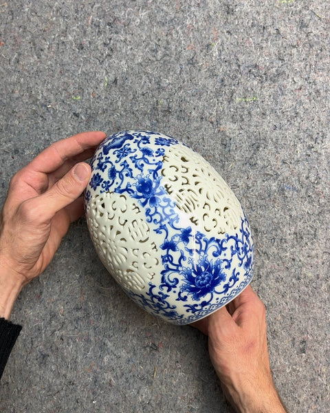 Chinese Blue and White Porcelain Decorative Egg