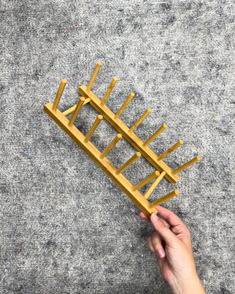 Bamboo Plate and Dish Drying Rack Organizer