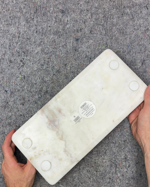 Marble Serving Tray with Gold Handles, 6x14"