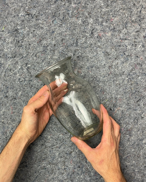 Clear Glass Flower Vase, H8"