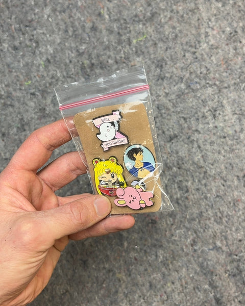 Fun Enamel Pins Including A Vulgar One, Set of 4