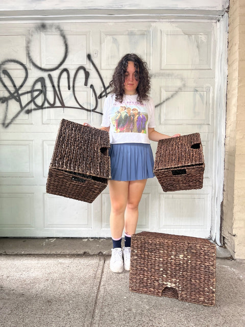 2 Large & 1 Smaller Woven Storage Baskets