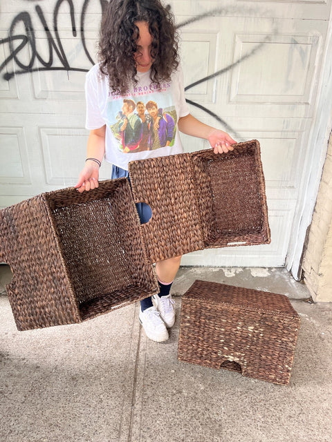 2 Large & 1 Smaller Woven Storage Baskets