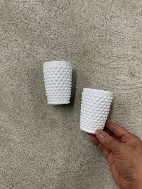 2 Shorty Milk Glass Vintage Cup