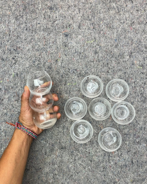 Set of 9 Clear Glass Votive Candle Holders